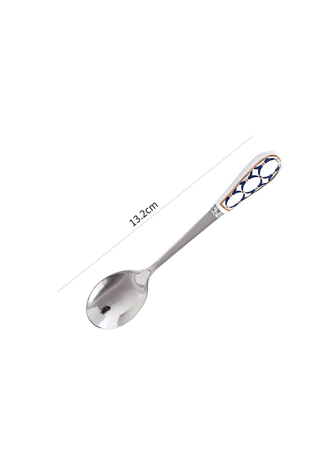 4-Piece Coffee And Tea Spoon With Handle Silver 13.2x2.3x1cm