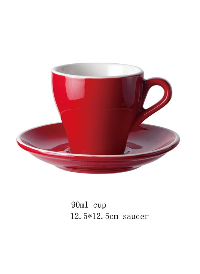 Sharpdo 2-Piece Ergonomically Designed Fade-Proof Comfortable Grip Cup And Saucer Red/White 12.5x12.5x10.5cm  - Image 4