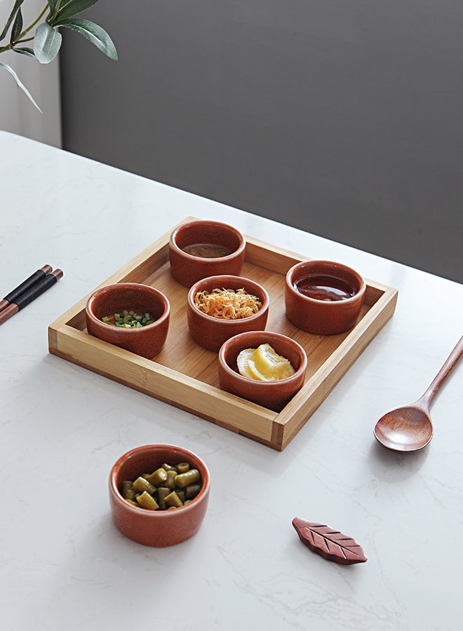 شور طقم أطباق توابل من 6 قطع برتقالي 6.5x6.5x3.5سم - Image 5