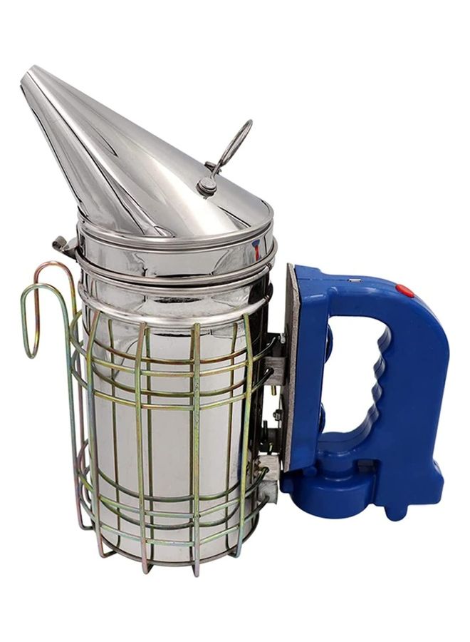 Beehive Electric Bee Smoker With Heat Shield Silver/Blue 28cm - Image 1