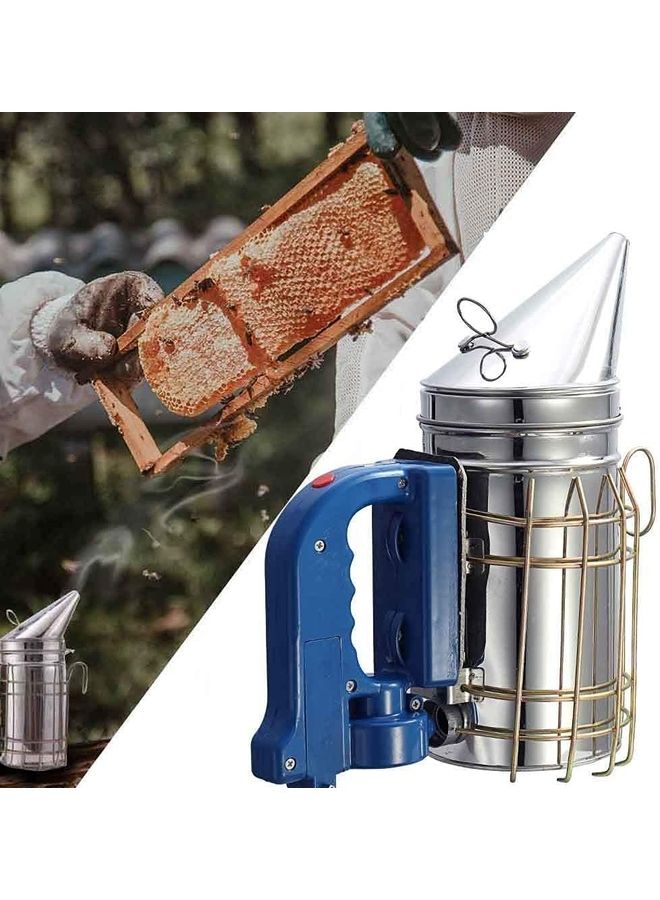 Beehive Electric Bee Smoker With Heat Shield Silver/Blue 28cm - Image 3