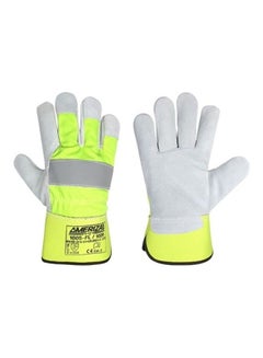 Ameriza Single Palm Premium Ref Tape Gloves Flourescent Yellow 10.5inch 