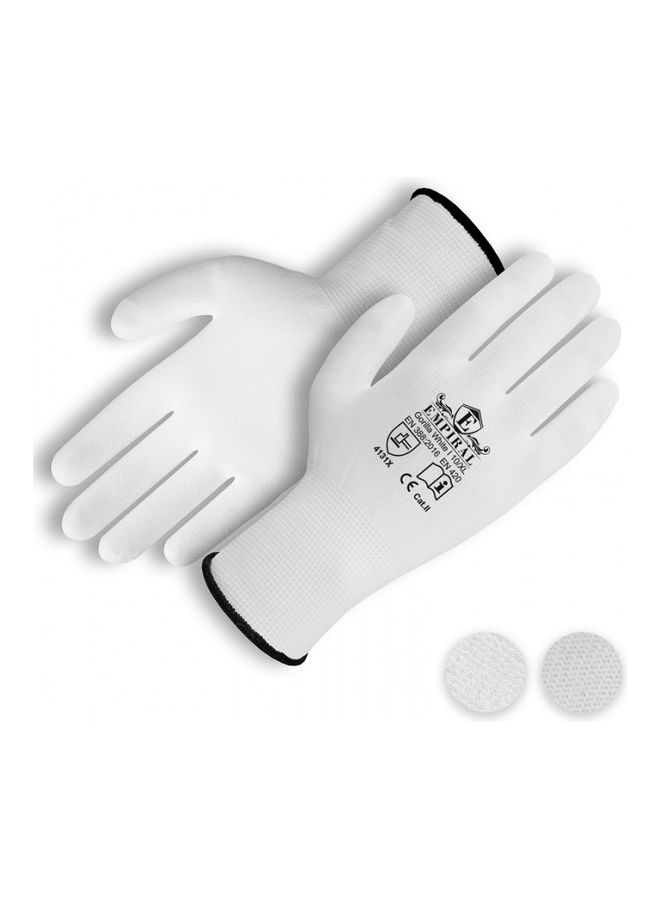 Empiral PU glove,White,EN388:4131X,Size L, White 9inch