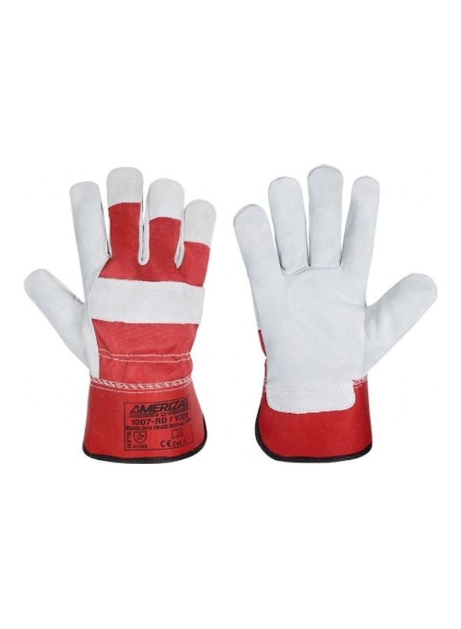 Single Palm Premium Rubberized Cuff Gloves Red 10.5inch
