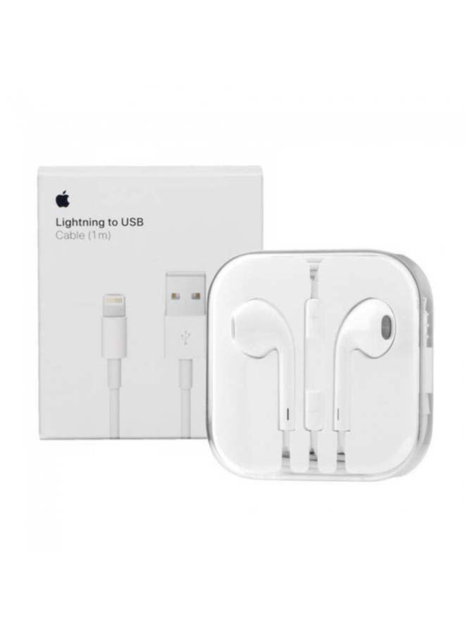 Apple 2 In 1 Pack Of Lightning USB Cable 1m And EarPods With 3.5mm Headphone Plug  - Image 3