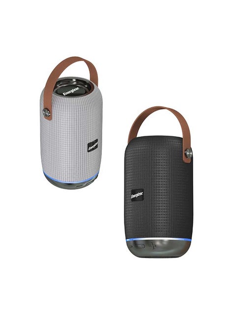 2x PowerSound Bluetooth Speaker with Built-in Power Bank, HD Sound with Built-in Microphone, FM Black and Silver
