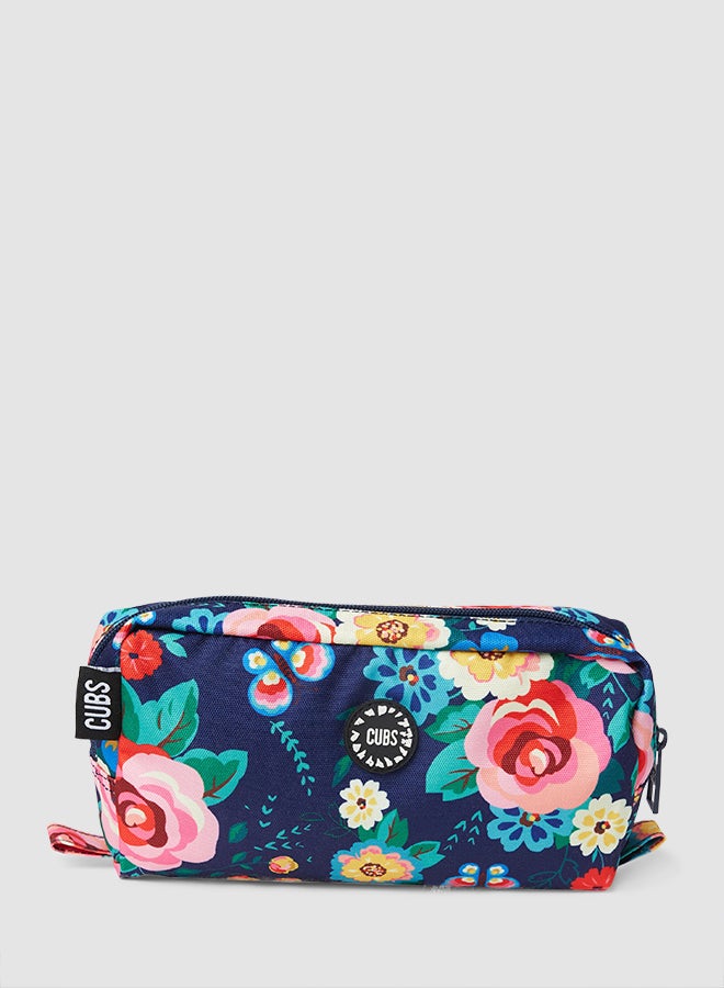 CUBS - Kids Floral Print Pencil Case Navy Multi - Image 1