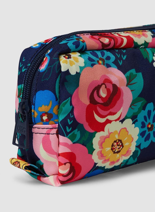 CUBS - Kids Floral Print Pencil Case Navy Multi - Image 1
