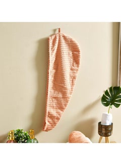 Home Box Ribbed Cotton Hair Wrap Towel Orange 68x23cm  - Image 1