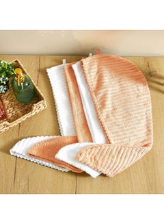 Home Box Ribbed Cotton Hair Wrap Towel Orange 68x23cm  - Image 3