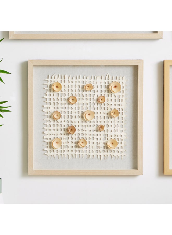Home Box Mural Grid Paper Shadow Box Wall Art Beige/White 60x60cm  - Image 1