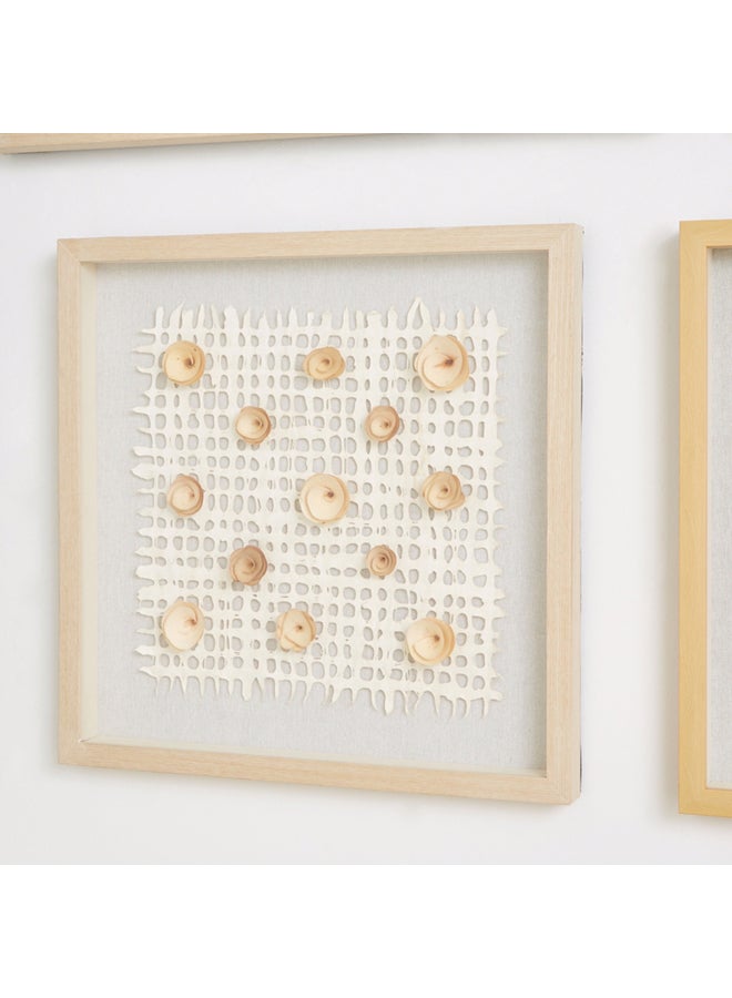 Home Box Mural Grid Paper Shadow Box Wall Art Beige/White 60x60cm  - Image 2