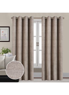 Home Box 2-Piece Martha Colour-Fast Dyed Jacquard Blackout Washable Curtain With Eyelets Brown 140 x 300cm  - Image 1