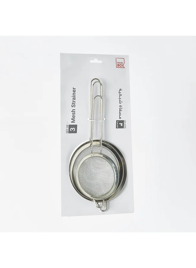 Home Box 3-Piece Stainless Steel Mesh Strainer Set Silver 8x8cm