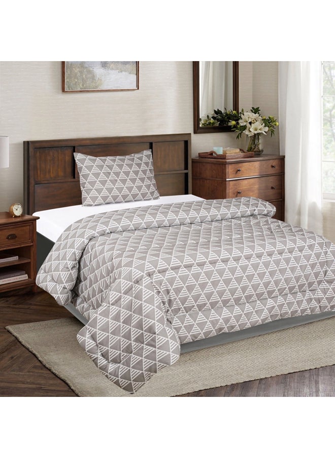 Home Box - 2-Piece Artdeco Argos Print Single Comforter Set Cotton Grey 135cm - Image 1