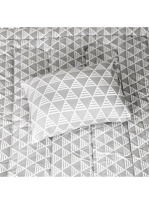2-Piece Artdeco Argos Print Single Comforter Set Cotton Grey 135cm