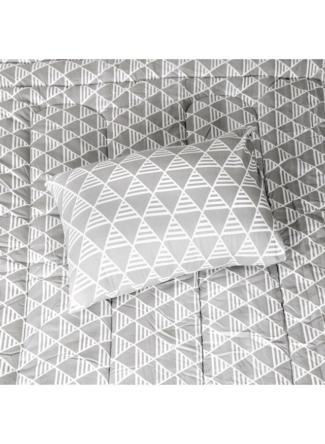 Home Box - 2-Piece Artdeco Argos Print Single Comforter Set Cotton Grey 135cm - Image 1