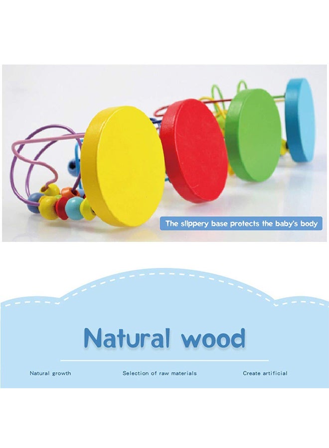 Beauenty - Colourful Wooden Mini Spinning Around Beads Wire Maze Educational Classic Toys 9x9x12.5cm - Image 1