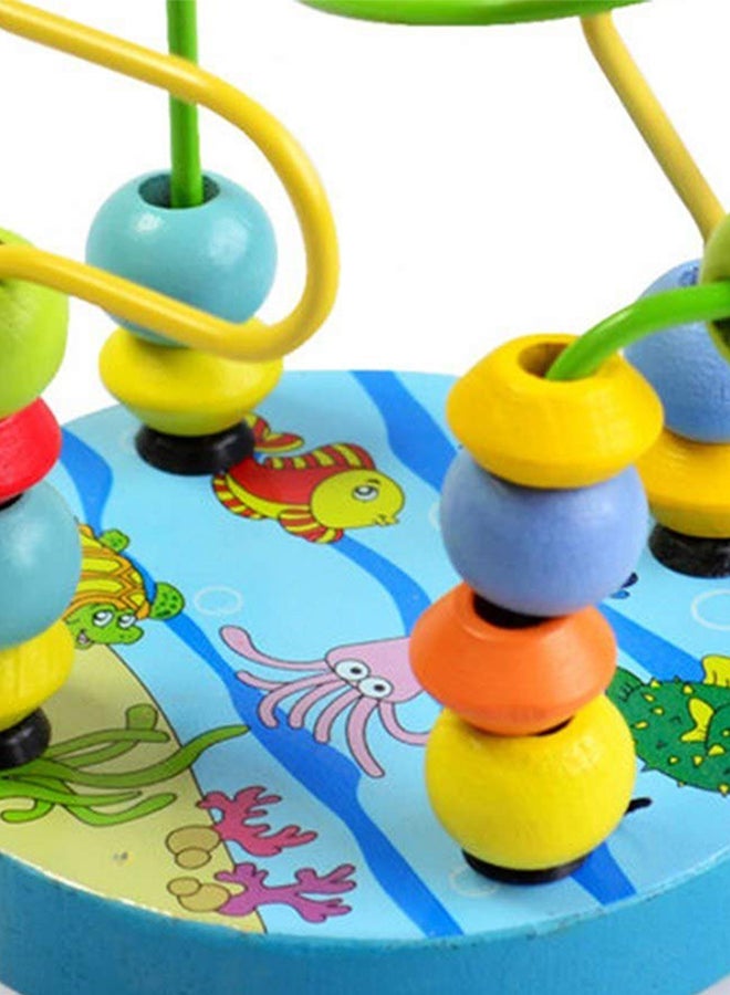 Beauenty - Colourful Wooden Mini Spinning Around Beads Wire Maze Educational Classic Toys 9x9x12.5cm - Image 1
