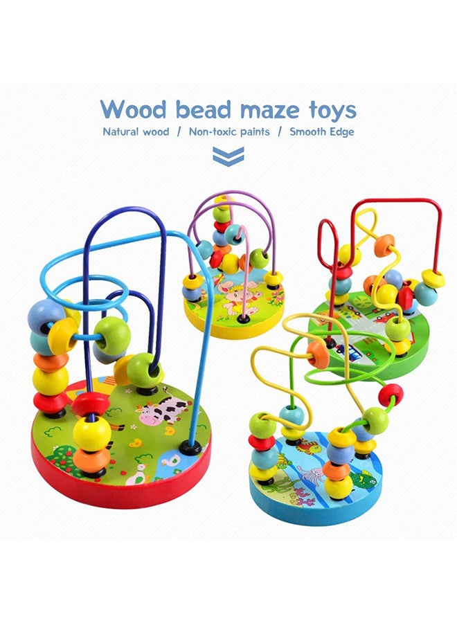 Beauenty - Colourful Wooden Mini Spinning Around Beads Wire Maze Educational Classic Toys 9x9x12.5cm - Image 1