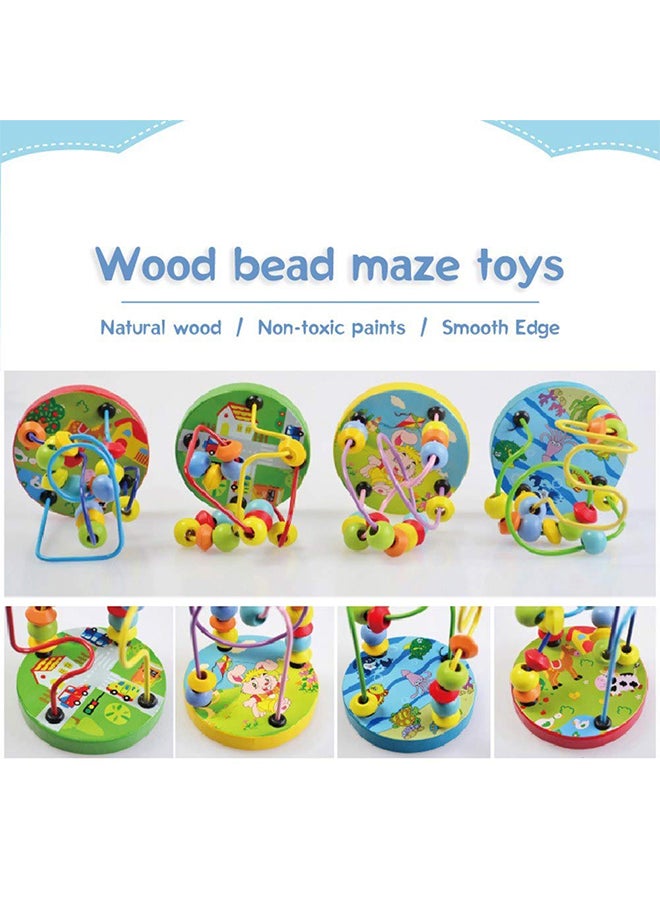Beauenty - Colourful Wooden Mini Spinning Around Beads Wire Maze Educational Classic Toys 9x9x12.5cm - Image 1