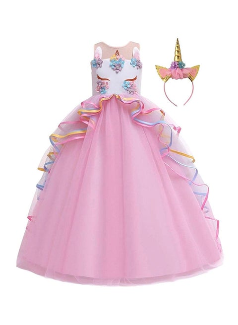 Unicorn Princess Costume Birthday Pageant Party Dance Performance Fancy Dress Up Outfit 4 - 5 Years