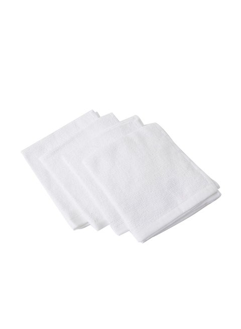4-Piece Face Towel Set White 30 x 30cm