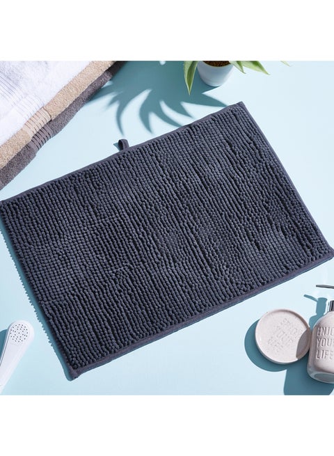Chenille Bath Mat, Soft Rug Super Absorbent Bathroom Mat 40x60cm, Anti-Slip and Washable Bathmats for Bathroom, Kitchen, Living Room,Bedroom Grey 40x60cm