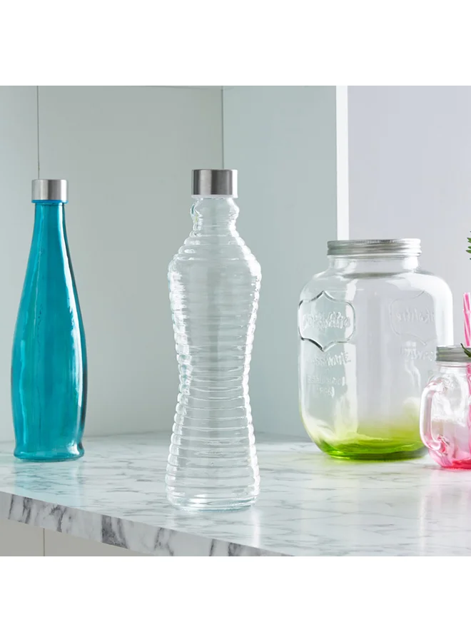 Home Box Coolers Textured Glass Bottle Clear