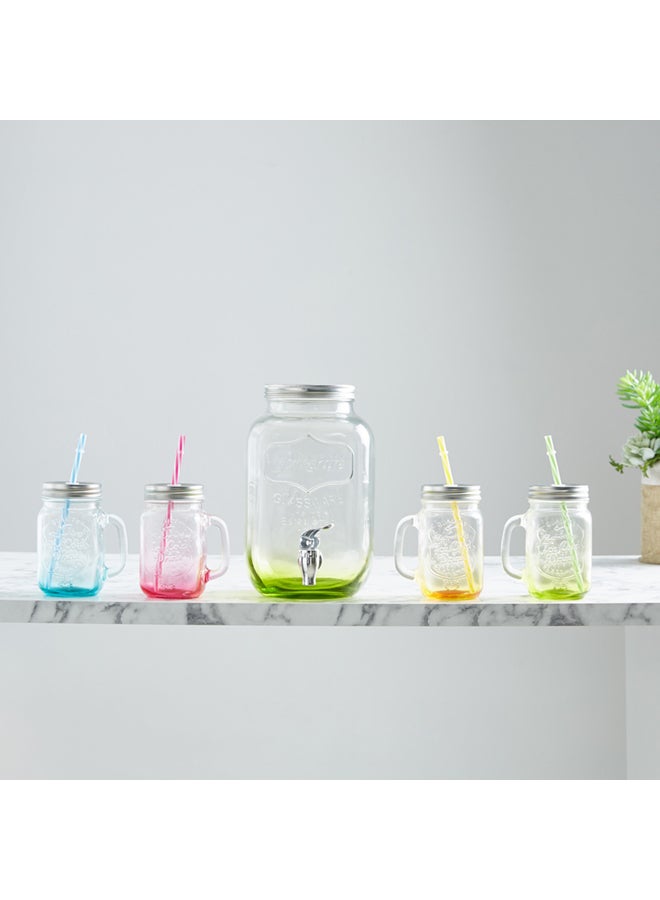 هوم بوكس موزع المشروبات الباردة مصنوع من الزجاج مكون من 4 قطع مع مرطبان مايسون شفاف Dispenser 4000 ml, Mason Jars 4x450ملليلتر  - Image 2