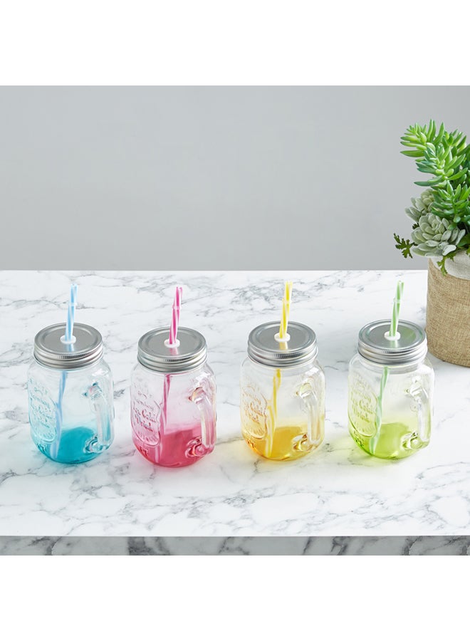 هوم بوكس موزع المشروبات الباردة مصنوع من الزجاج مكون من 4 قطع مع مرطبان مايسون شفاف Dispenser 4000 ml, Mason Jars 4x450ملليلتر  - Image 1