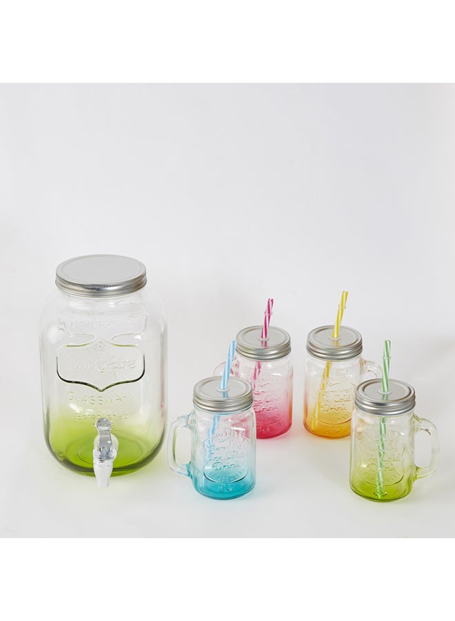 هوم بوكس موزع المشروبات الباردة مصنوع من الزجاج مكون من 4 قطع مع مرطبان مايسون شفاف Dispenser 4000 ml, Mason Jars 4x450ملليلتر  - Image 5