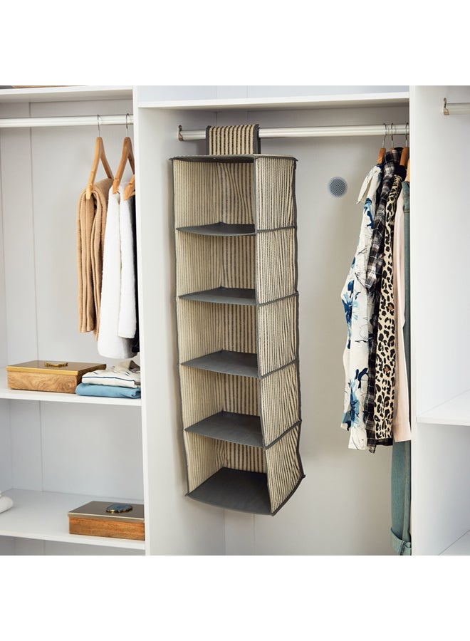 هوم بوكس منظم معلق مخطط 5 طوابق من إيبيز - 28 × 28 × 95 سم رمادي / أبيض 95x28x28سم - Image 1