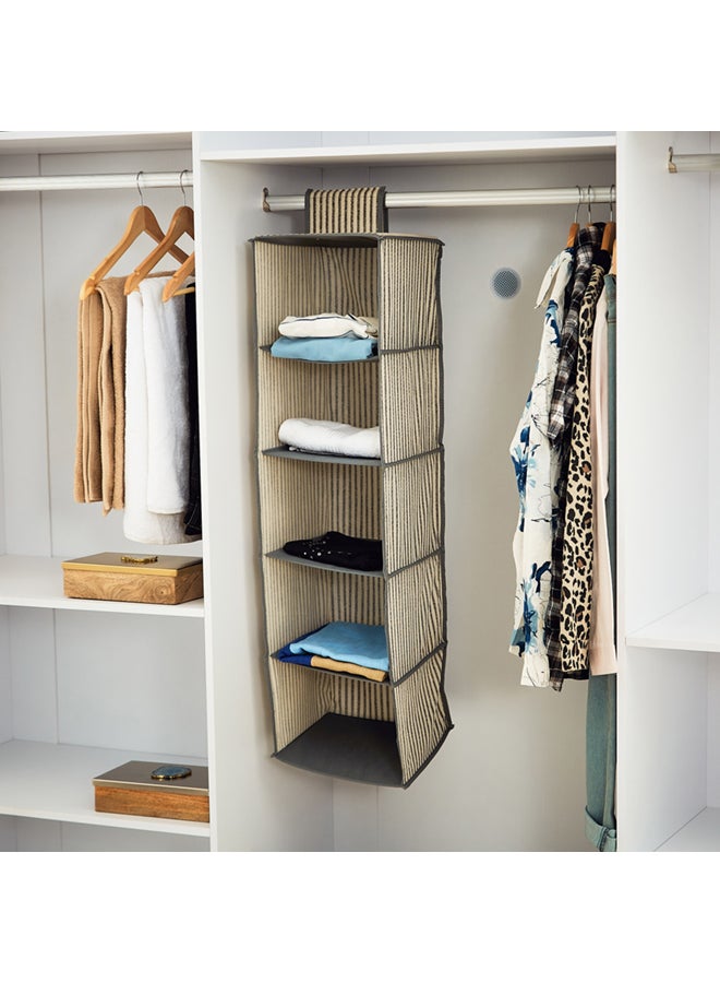 هوم بوكس منظم معلق مخطط 5 طوابق من إيبيز - 28 × 28 × 95 سم رمادي / أبيض 95x28x28سم - Image 2