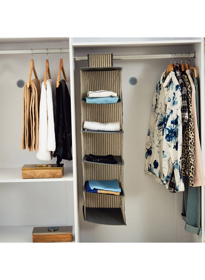 هوم بوكس منظم معلق مخطط 5 طوابق من إيبيز - 28 × 28 × 95 سم رمادي / أبيض 95x28x28سم - Image 3