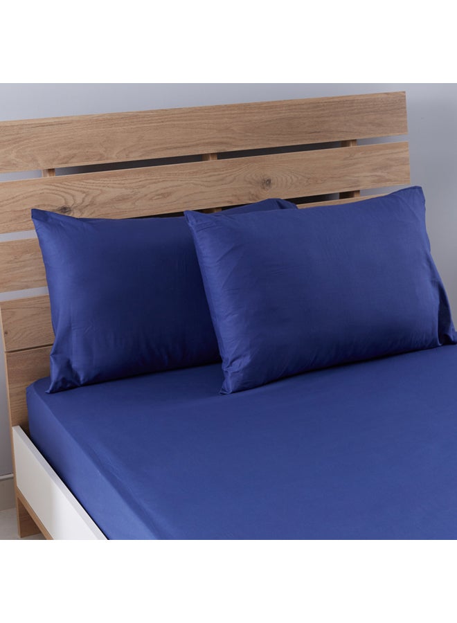 Home Box 2-Piece Essential Pillow Cover Set Cotton Blue 75x50cm  - Image 1