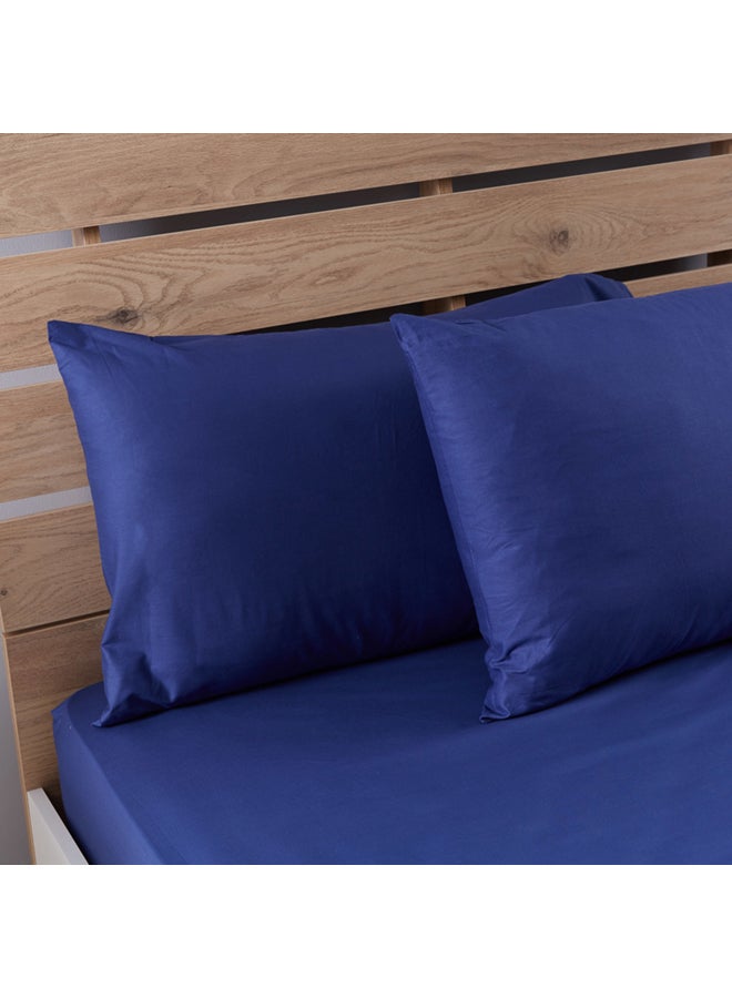 Home Box 2-Piece Essential Pillow Cover Set Cotton Blue 75x50cm  - Image 2