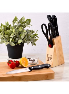 Home Box 6-Piece Stainless Steel Knife Set Black/Silver/Beige  - Image 1