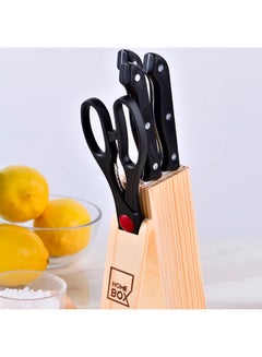 Home Box 6-Piece Stainless Steel Knife Set Black/Silver/Beige  - Image 3
