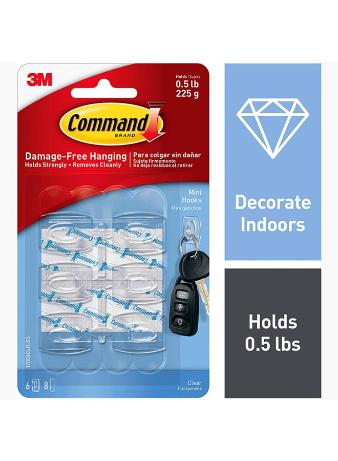Home Box 6-Piece Mini Hook Set Clear 1.08 x 0.85inch - Image 1