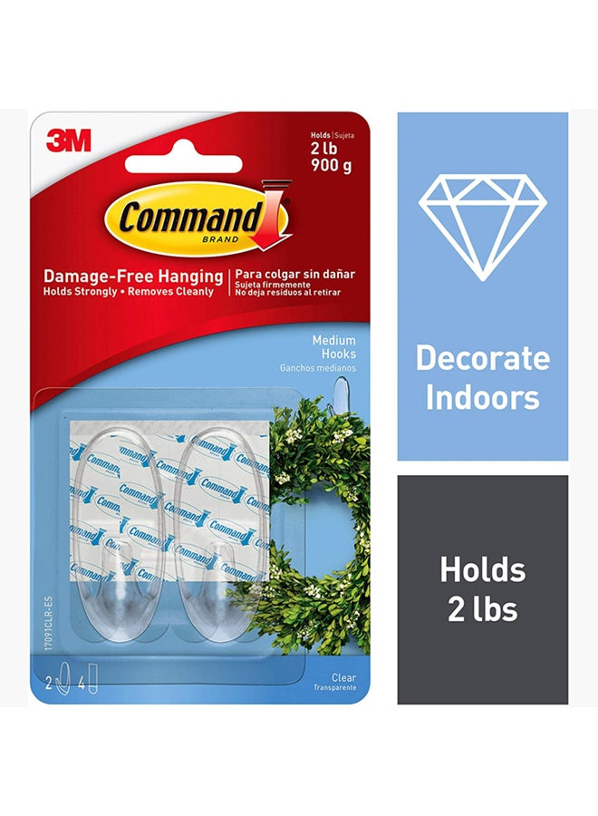 Home Box 2-Piece Wall Hooks Clear 1.63 x 0.88inch  - Image 1
