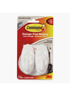 2-Piece Adhesive Hooks White 8 x 3cm