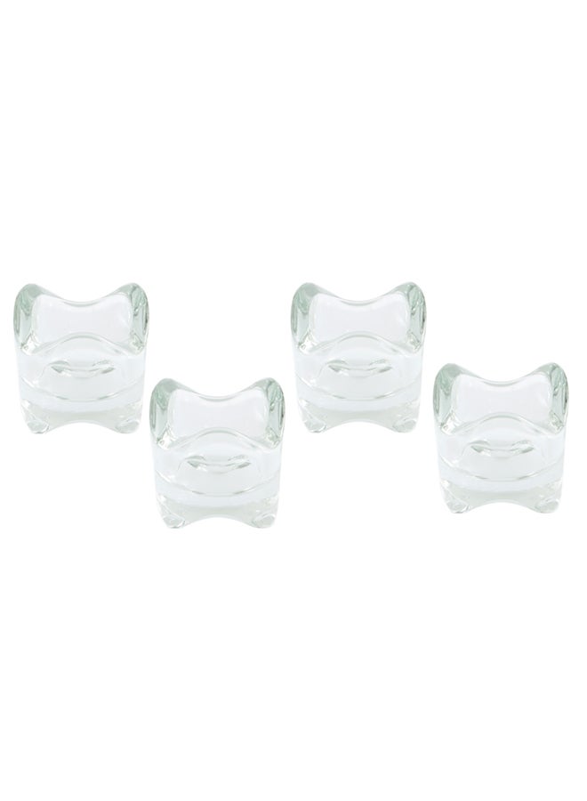 Home Box Set Of 4 Tria Wave Glass Tealight Holder Clear - Image 1