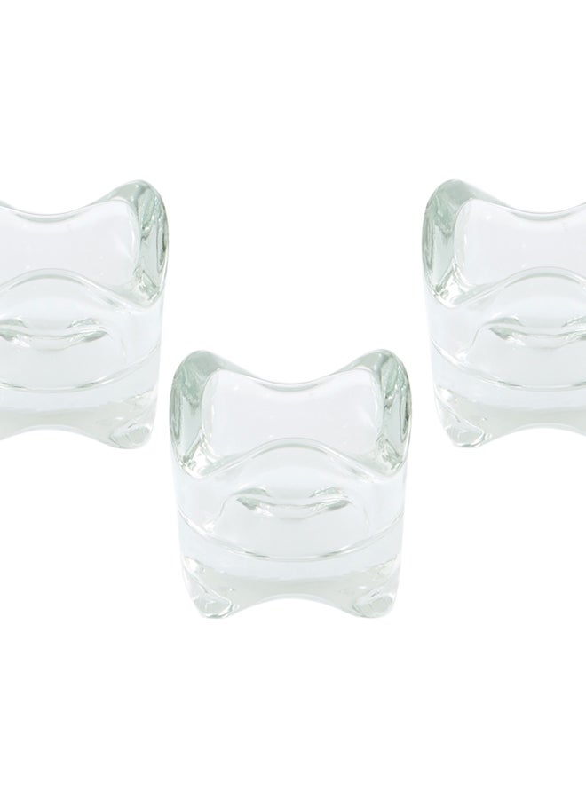 Home Box Set Of 4 Tria Wave Glass Tealight Holder Clear - Image 2