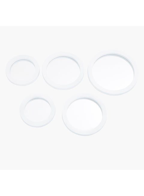 5- Piece Mia Round Mirror Set White 2.3102cm