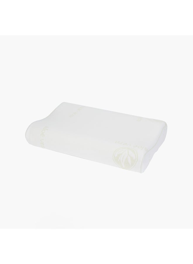 Home Box Aloe Vera Cervical Support Memory Foam Pillow Polyester White 60x40x13cm  - Image 1