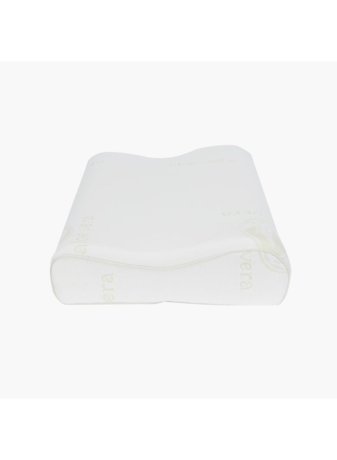 Home Box Aloe Vera Cervical Support Memory Foam Pillow Polyester White 60x40x13cm  - Image 2