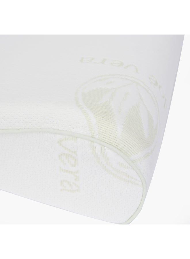 Home Box Aloe Vera Cervical Support Memory Foam Pillow Polyester White 60x40x13cm  - Image 3