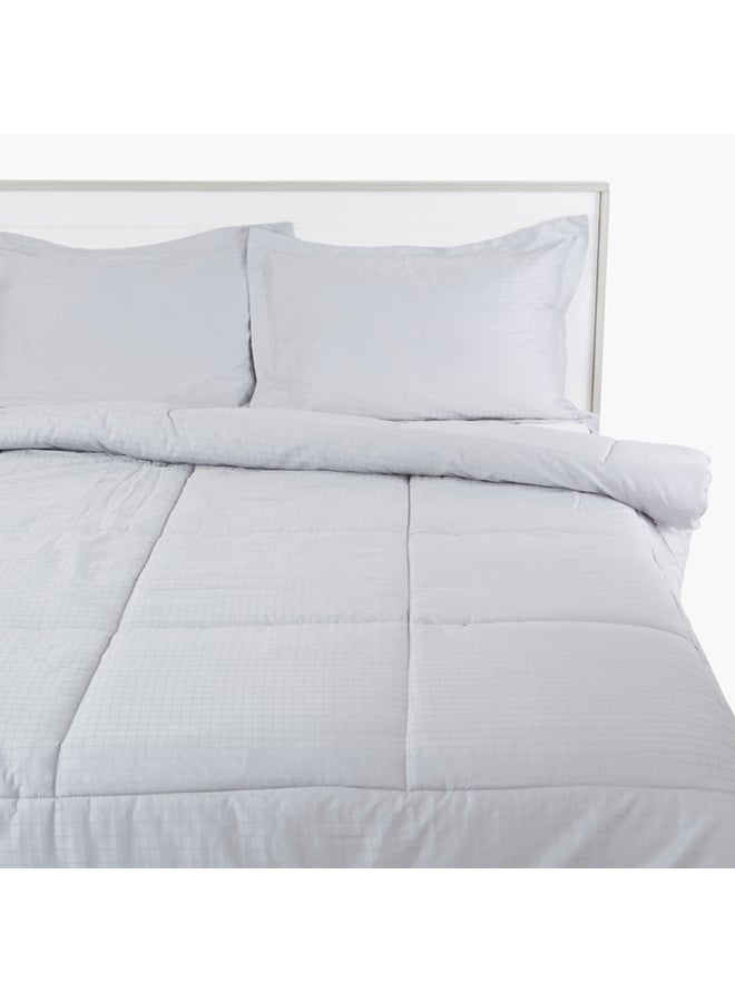 Home Box 3-Piece Cambridge Chequered Comforter Set Cotton White Twin  - Image 1
