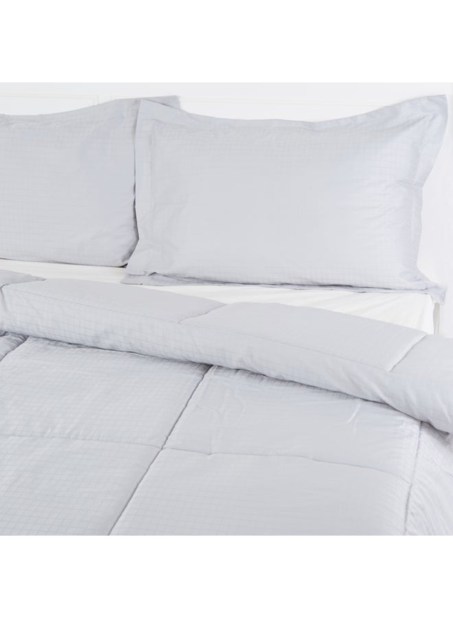 Home Box 3-Piece Cambridge Chequered Comforter Set Cotton White Twin  - Image 2